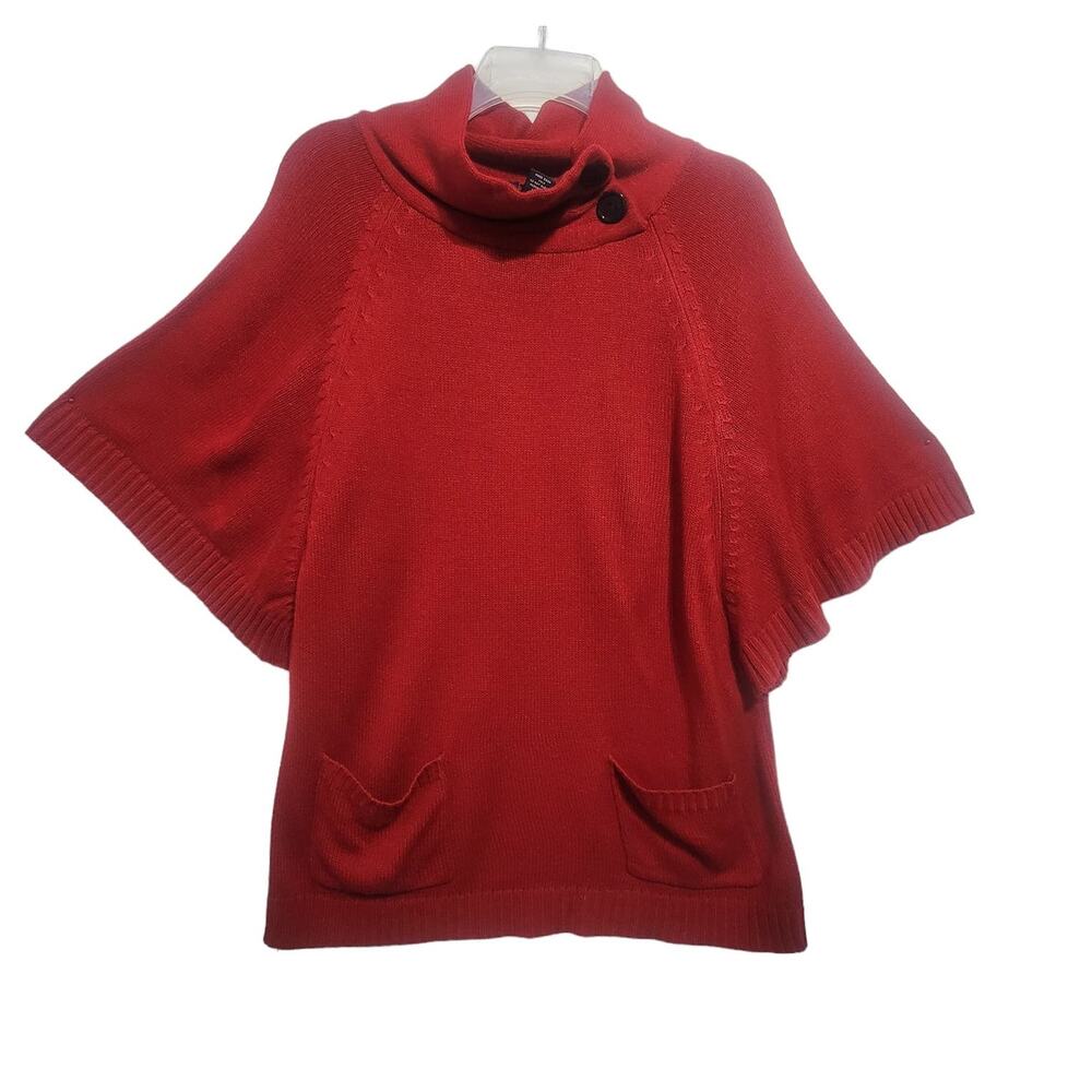 New Directions Womens Red Mock Neck Dolman Sweater Modest Cozy Size Large
